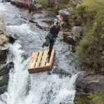 waterfall jump off of raft
