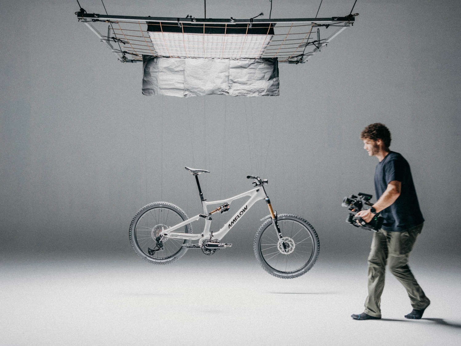 Cameraman filming a DJI Amflow bike